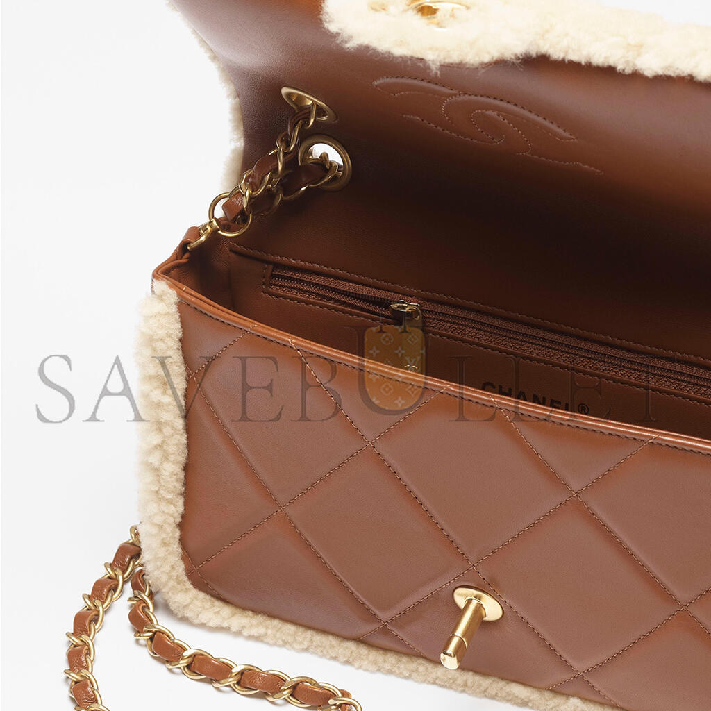 CHANEL MASTER SHEARLING LAMBSKIN & GOLD-TONE METAL FLAP BAG AS5149 (23.5*16*7.5cm)